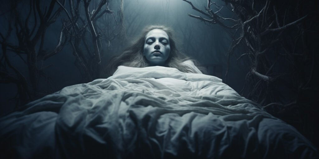 woman in a dark room sleeping